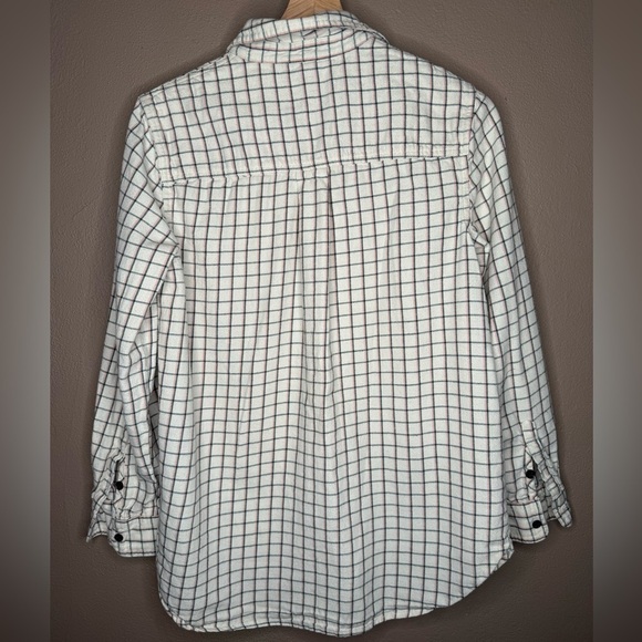 Madewell Women's Ivory Plaid Flannel Button-Down Shirt Size Small Checkered Fall - Picture 11 of 14